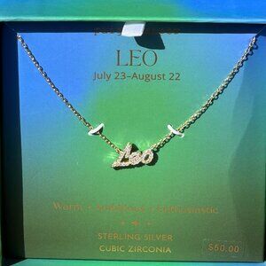 Leo Gold Plated Sterling Silver Cubic Zirconia Zodiac Constellation Necklace NEW